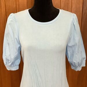 Bobeau Sky Blue Puff Sleeve Blouse